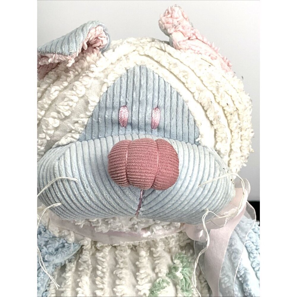Chenille Animals Plush Cat Kitty By CWC 15” Pastel Pink Blue Weighted Vintage - Picture 2 of 9